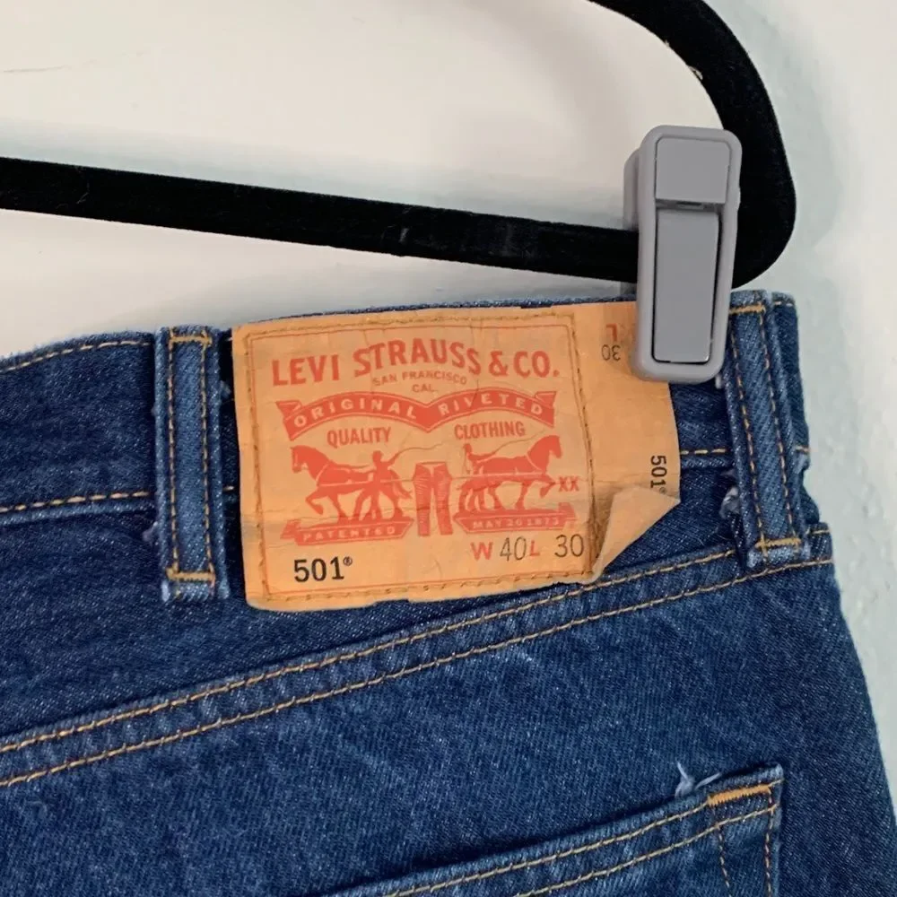 Levi’s 501 Original Fit Jeans Men’s 40x30 Dark Wash Button Fly Classic Straight